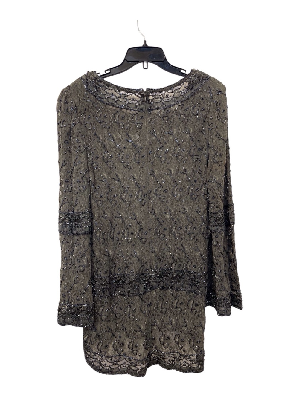 Vintage Beaded Lace Top Blouse with Long Sleeves, L. - Picture 2 of 11